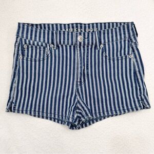 American Eagle Blue & White Striped Stretch Shorts Size 28